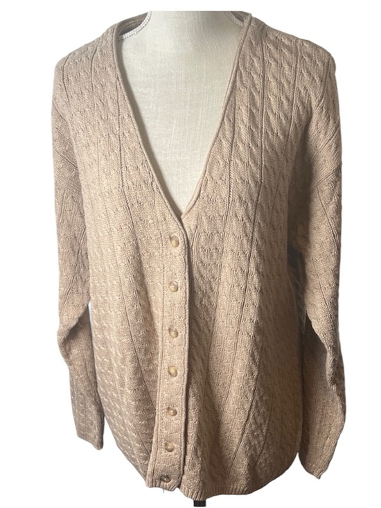 Charter Club Sweaters - NWOT Charter Club Woven Beige  Sweater Cardigan VNeck Button Down Size Large